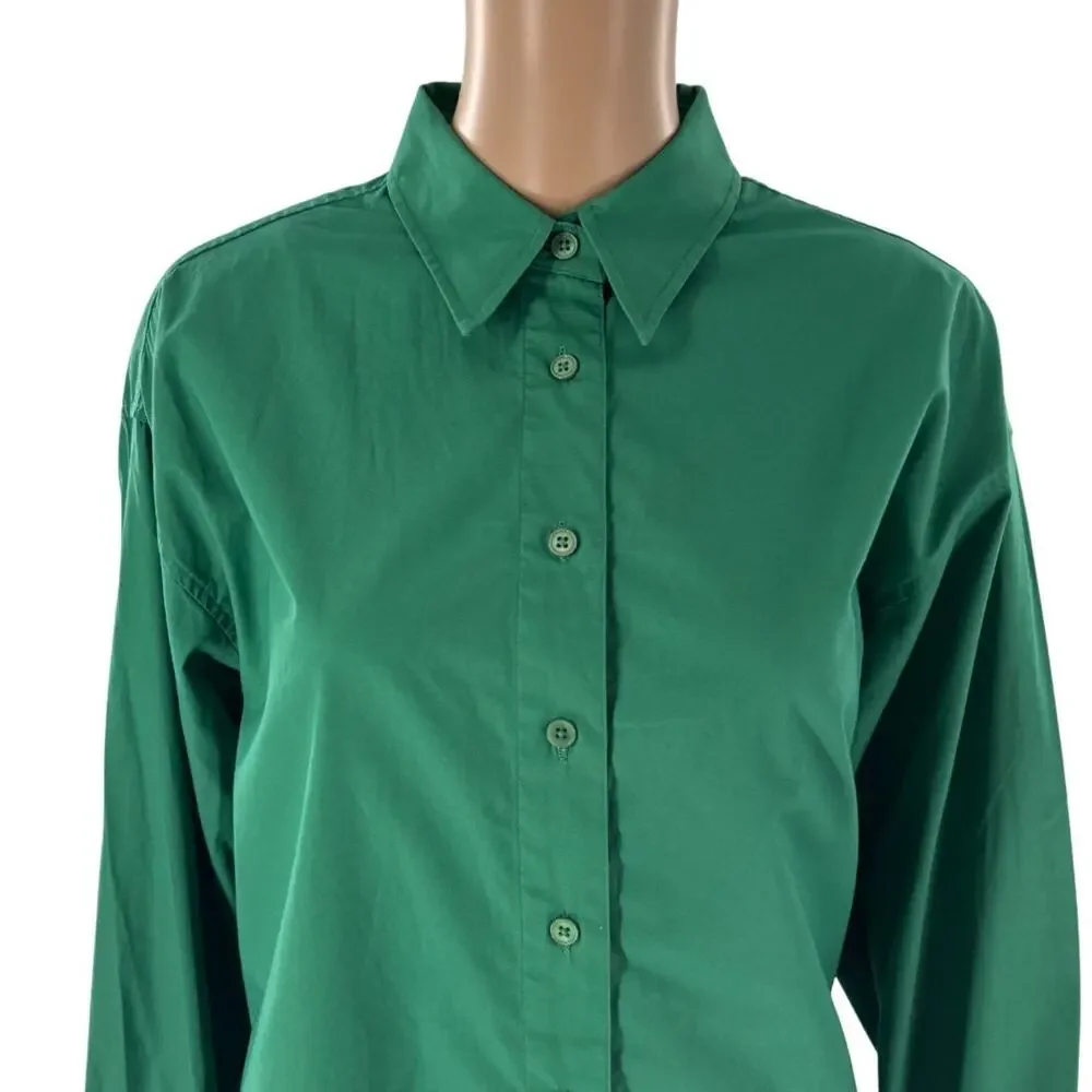 Aritzia Sun-deh Nature Green Cotton Future Button Down Top